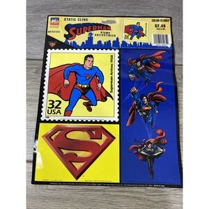 Superman Static Cling Stamp Collectibles 1998 USPS Blue Good Vintage DC‎ Comics